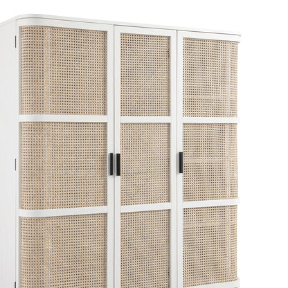 Izzy Curved Rattan Triple Wardrobe, White