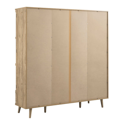 Izzy Curved Rattan 4-Door Wardrobe, Natural