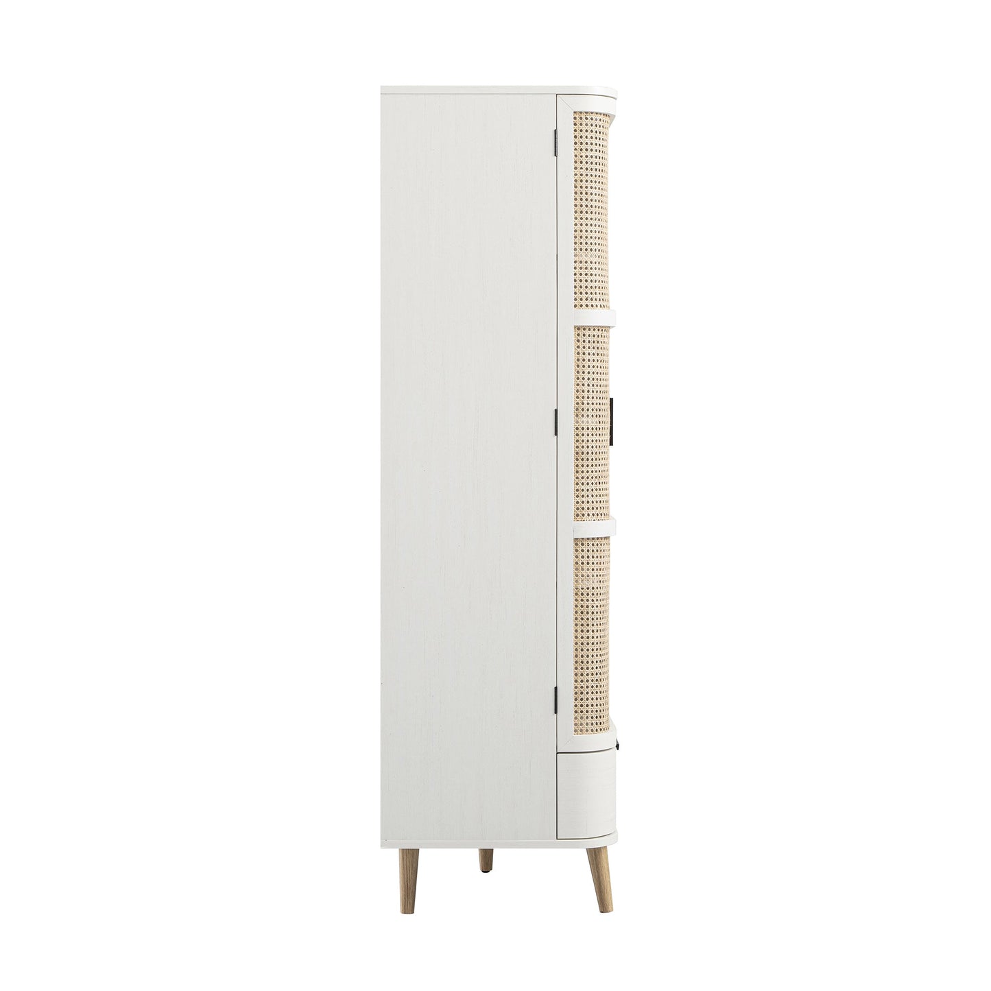 Izzy Curved Rattan 4-Door Wardrobe, White