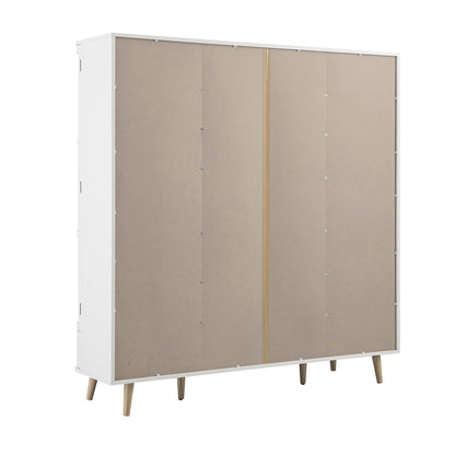 Izzy Curved Rattan 4-Door Wardrobe, White
