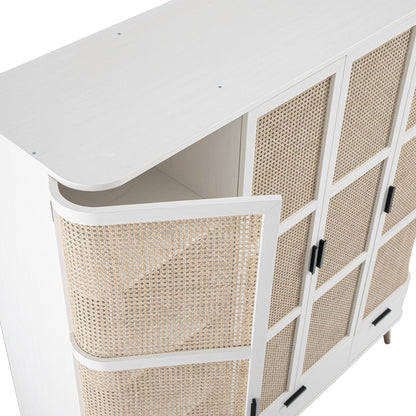 Izzy Curved Rattan 4-Door Wardrobe, White