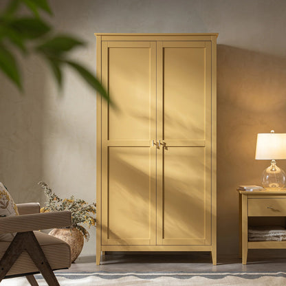 Oakham Double Wardrobe, Rattan Yellow