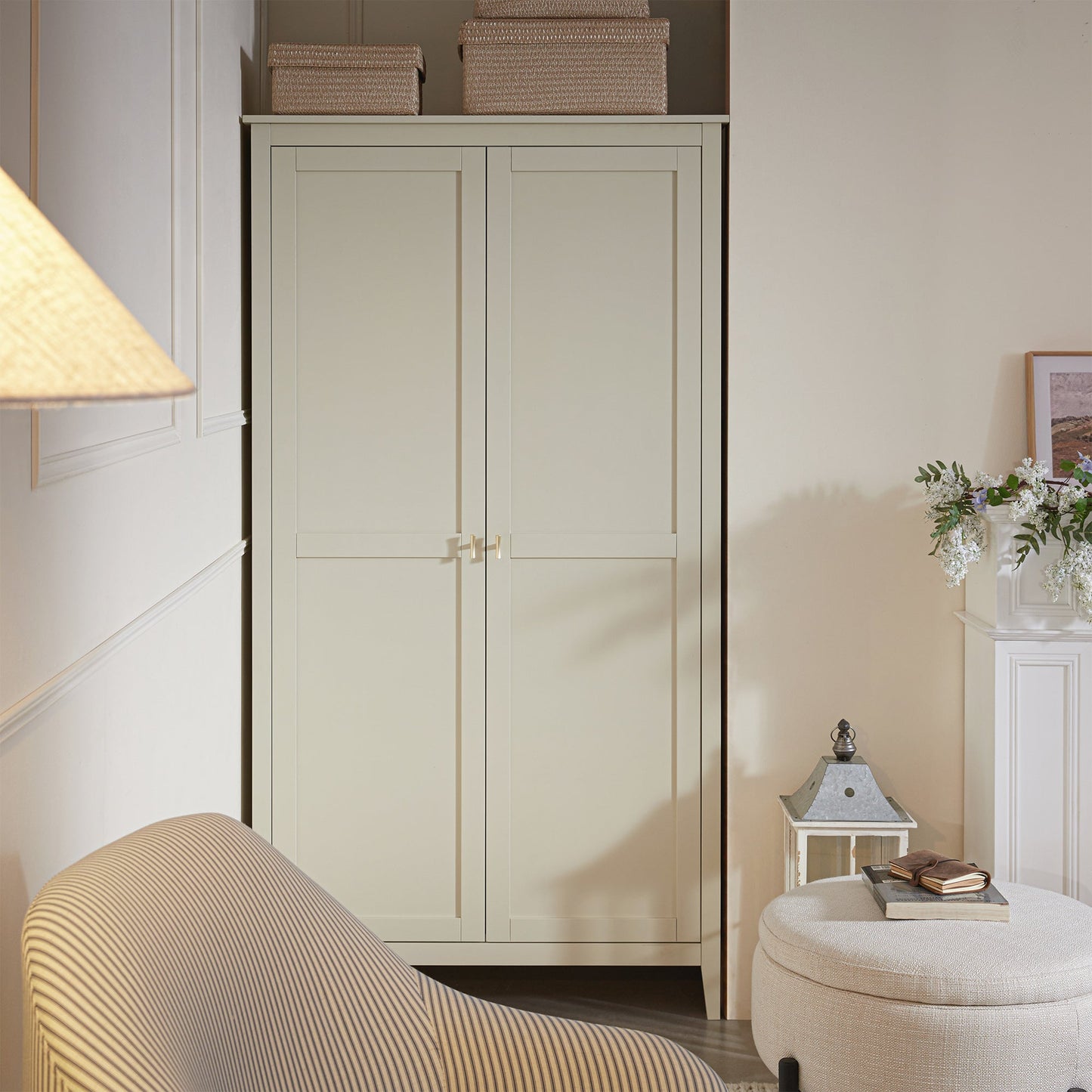Oakham Double Wardrobe, Shaded White