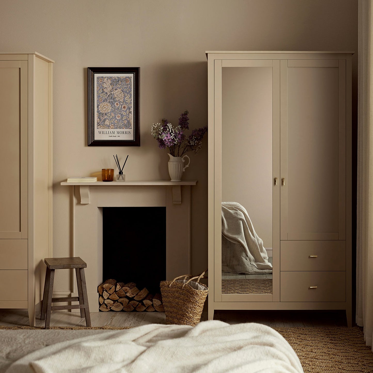 Oakham Mirrored Double Wardrobe, Deep Greige