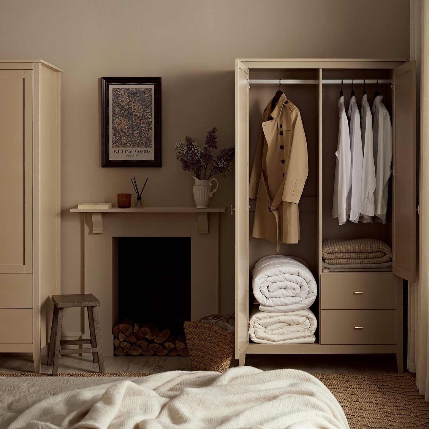 Oakham Mirrored Double Wardrobe, Deep Greige