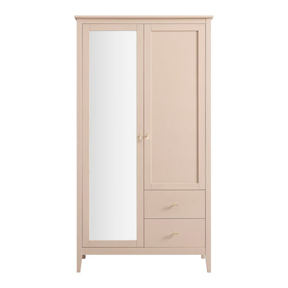 Oakham Mirrored Double Wardrobe, Nude Pink