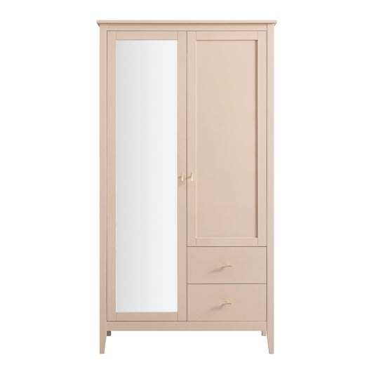 Oakham Mirrored Double Wardrobe, Nude Pink