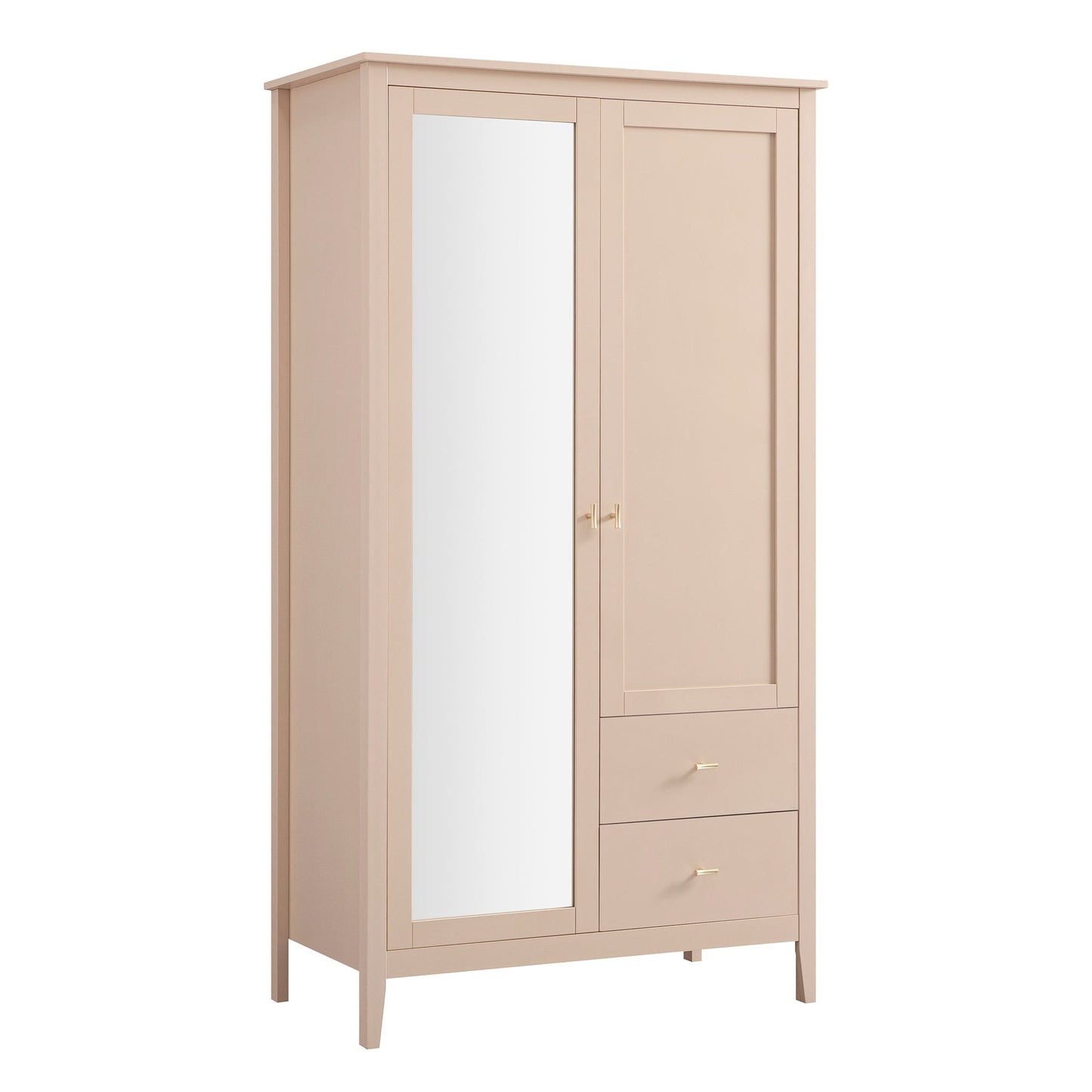 Oakham Mirrored Double Wardrobe, Nude Pink