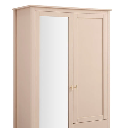 Oakham Mirrored Double Wardrobe, Nude Pink