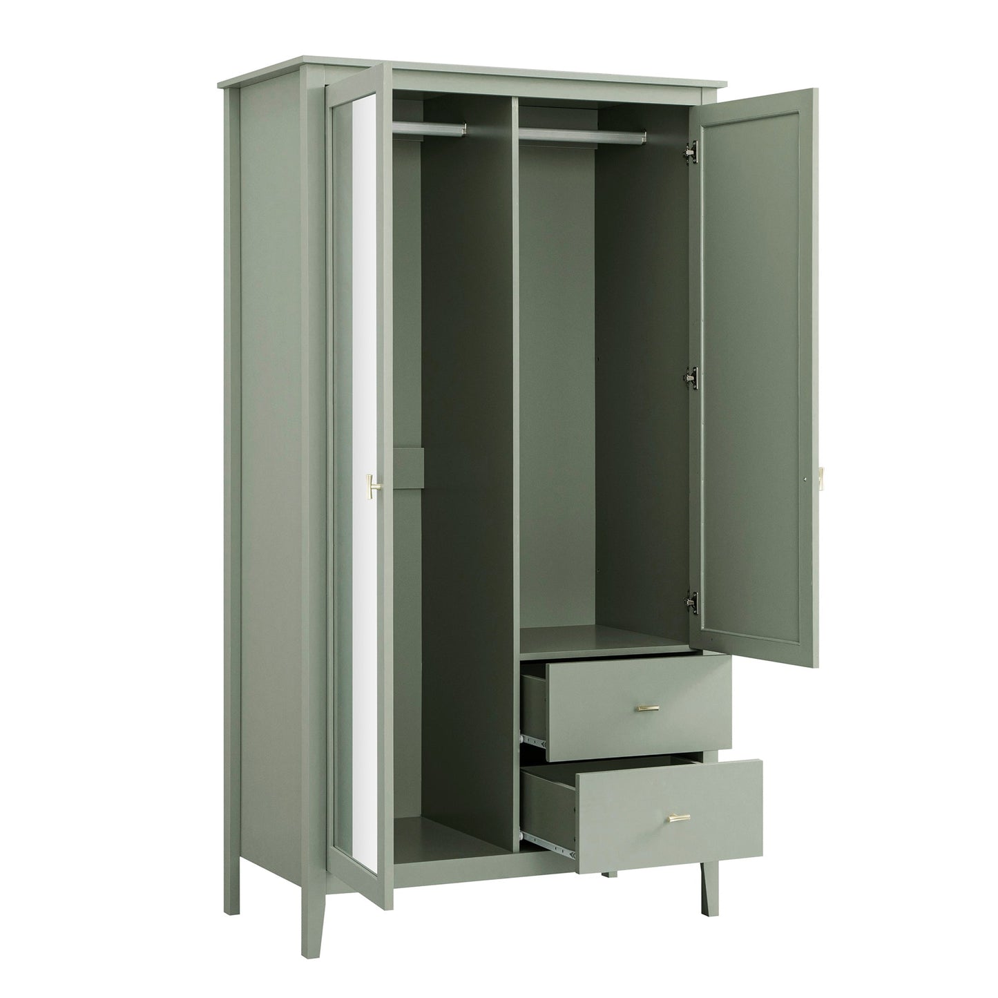 Oakham Mirrored Double Wardrobe, Desert Sage