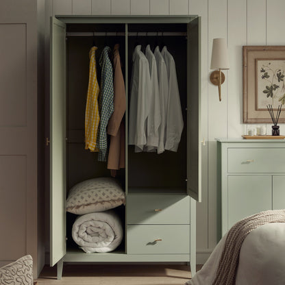 Oakham Mirrored Double Wardrobe, Desert Sage