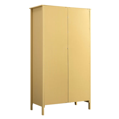 Oakham Mirrored Double Wardrobe, Rattan Yellow