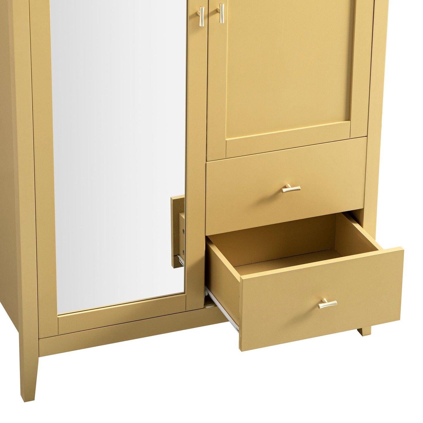 Oakham Mirrored Double Wardrobe, Rattan Yellow
