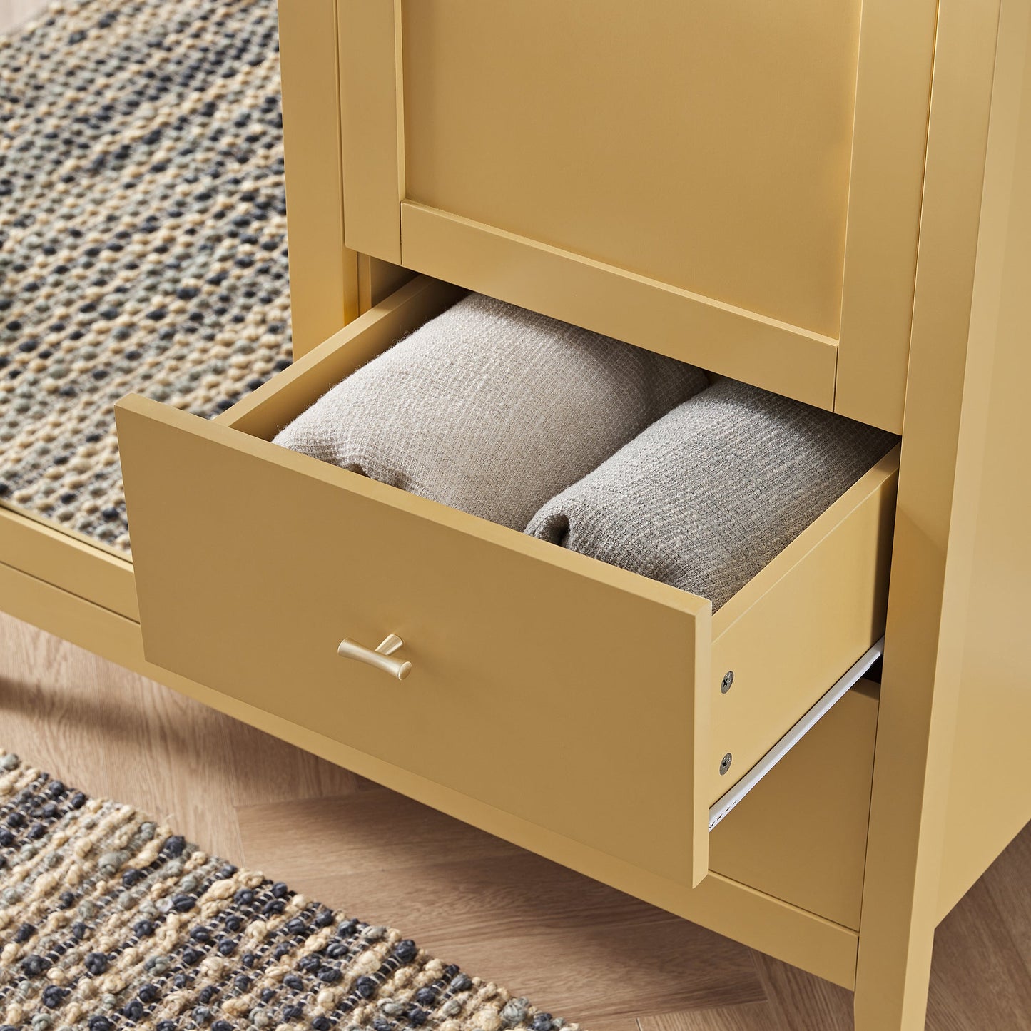 Oakham Mirrored Double Wardrobe, Rattan Yellow