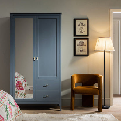 Oakham Mirrored Double Wardrobe, Stormy Blue