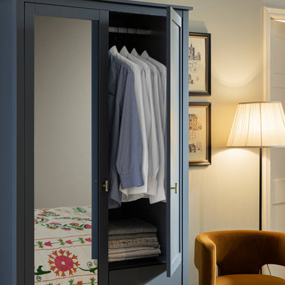Oakham Mirrored Double Wardrobe, Stormy Blue