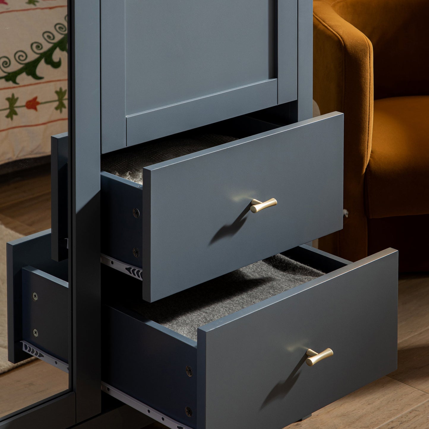 Oakham Mirrored Double Wardrobe, Stormy Blue