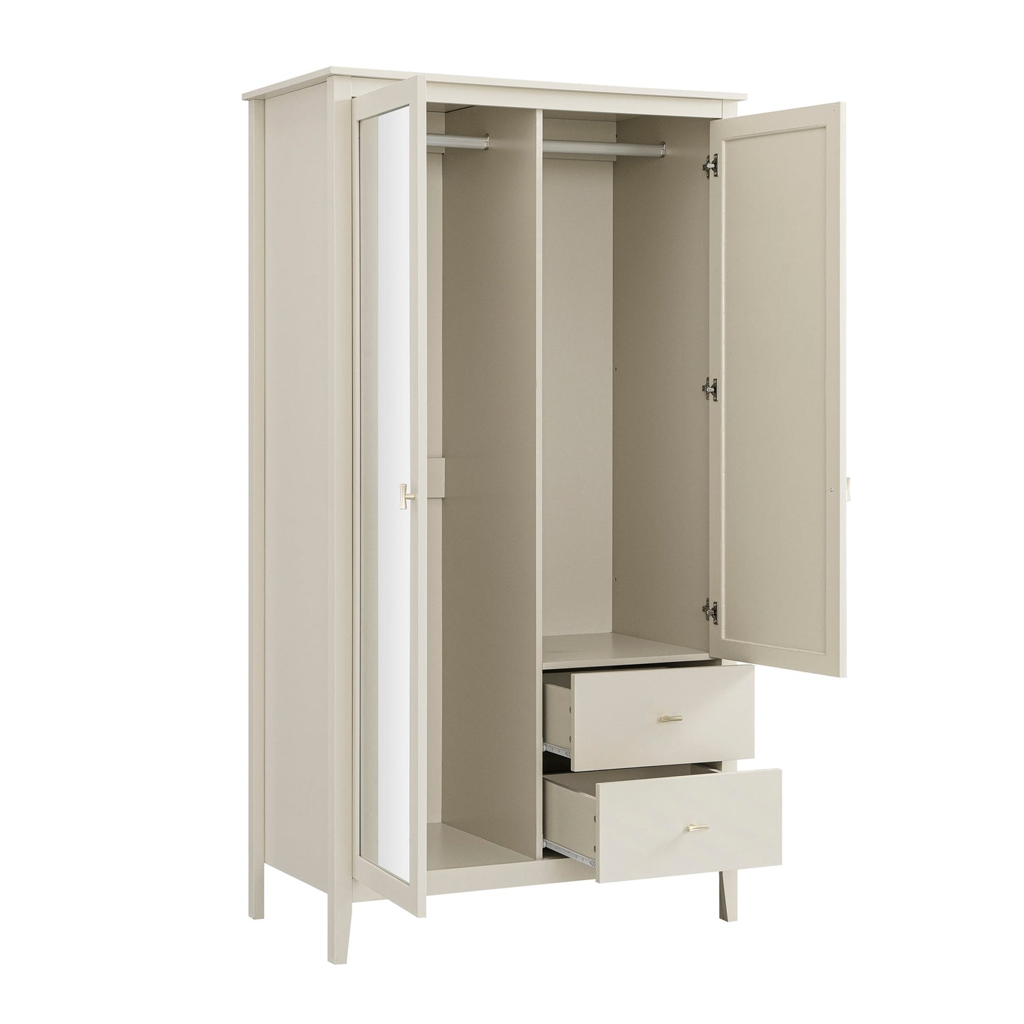 Oakham Mirrored Double Wardrobe, Shaded White