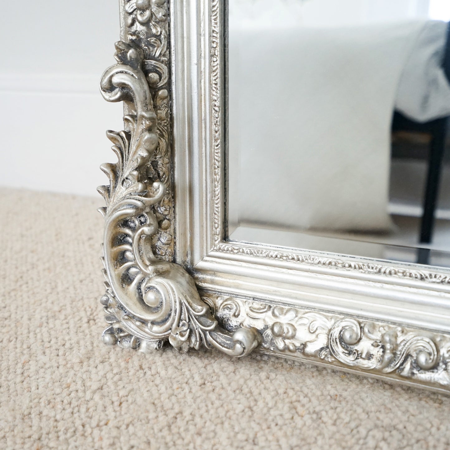 Francesca - Silver Arched Ornate Full Length Mirror 185cm x 100cm