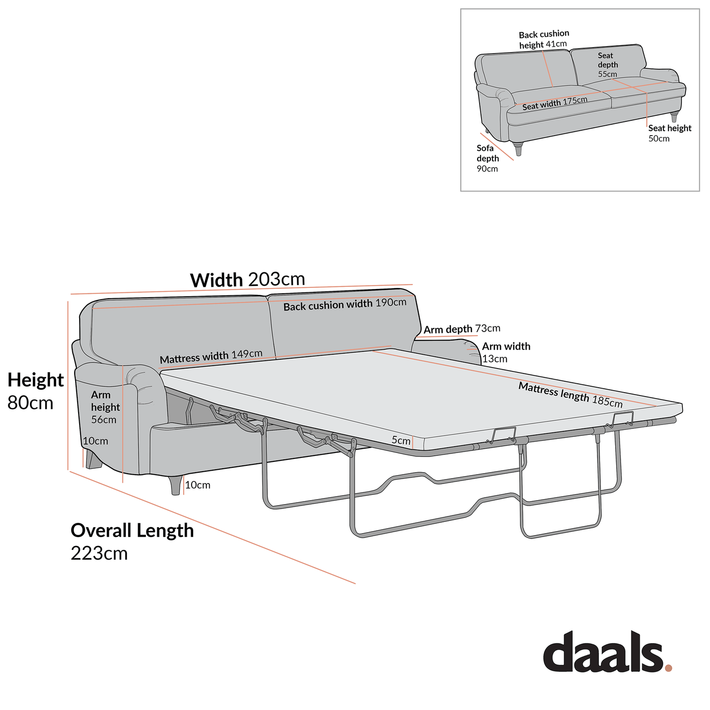 Daphnis Fern Green Velvet Sofa Bed, Large 3-Seater