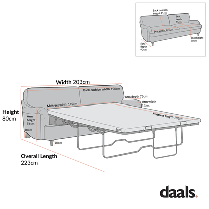 Daphnis Seaweed Velvet Sofa Bed, Large 3-Seater