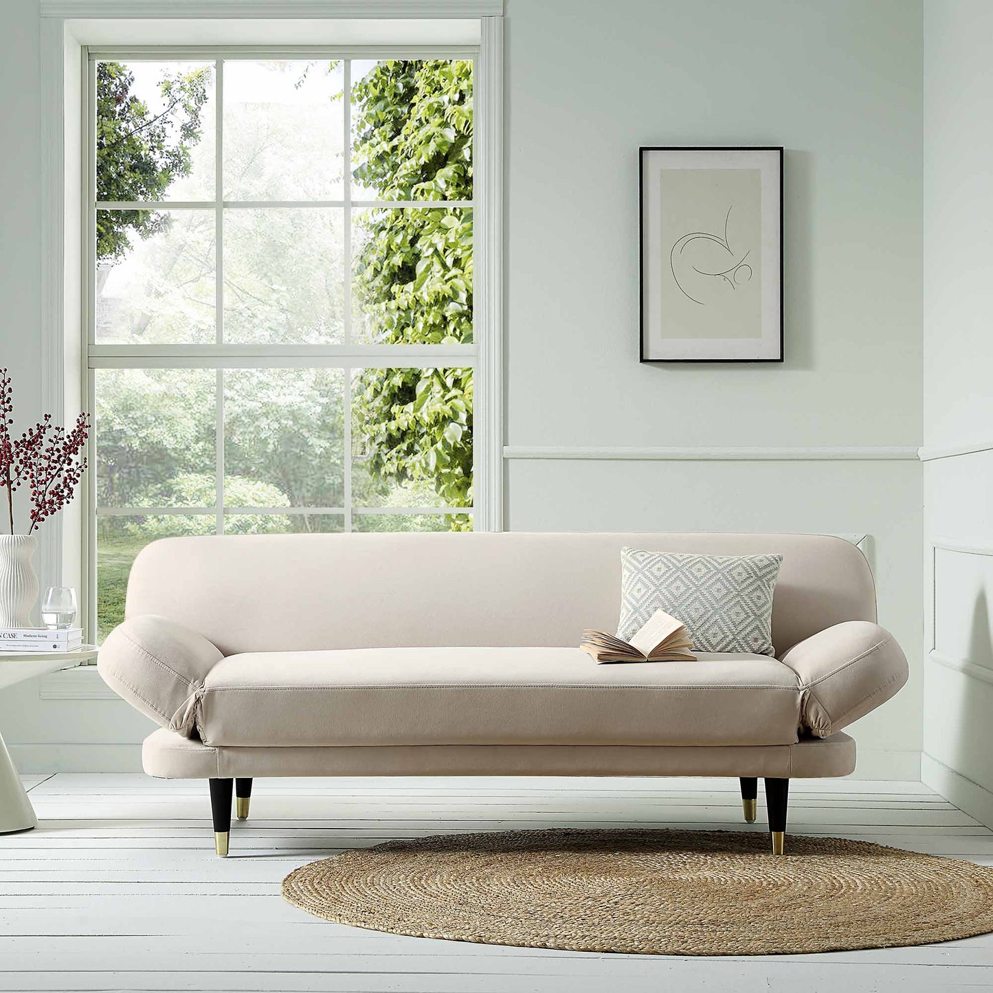 Solna 2-Seater Sofa Bed, Champagne Velvet