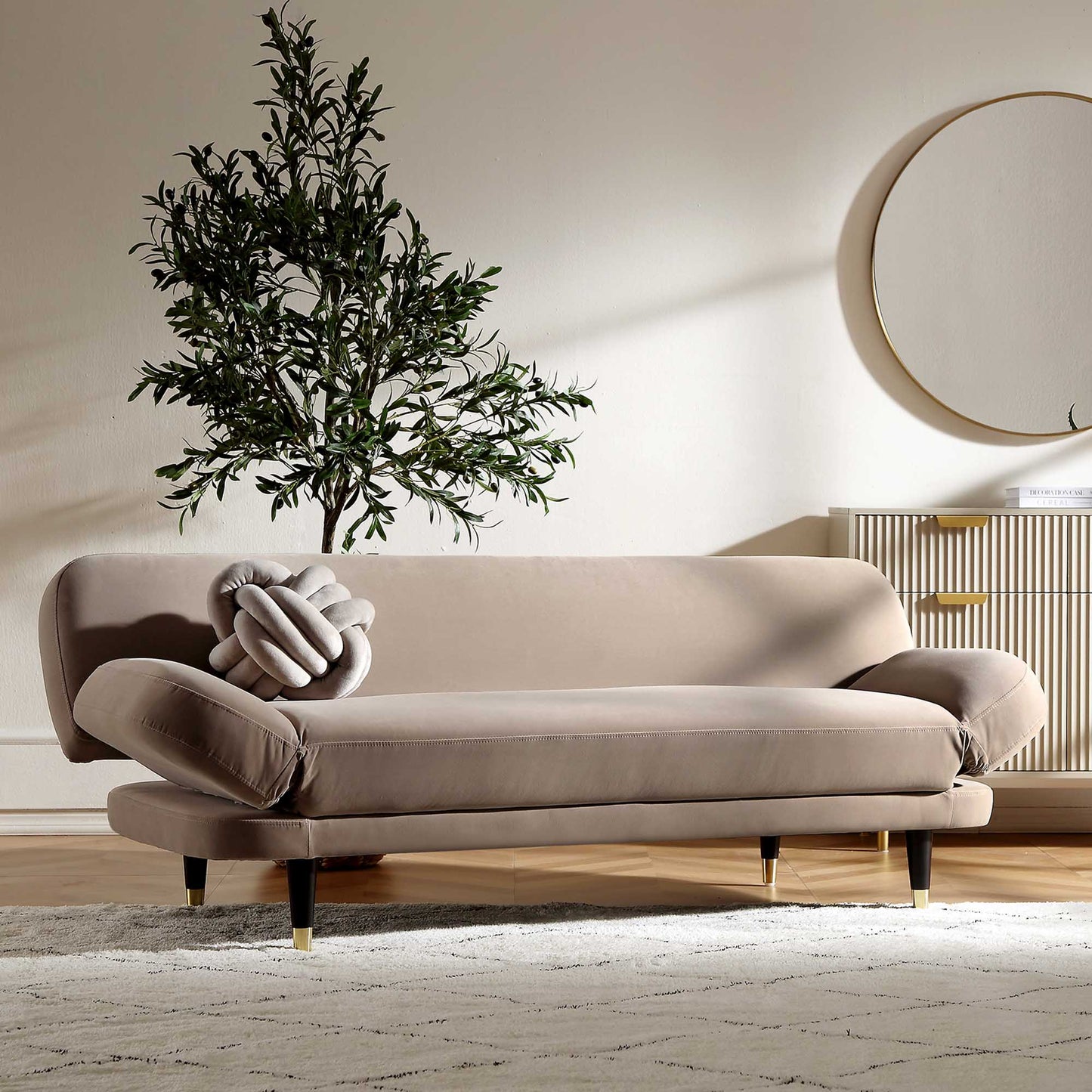 Solna 2-Seater Sofa Bed, Mink Velvet