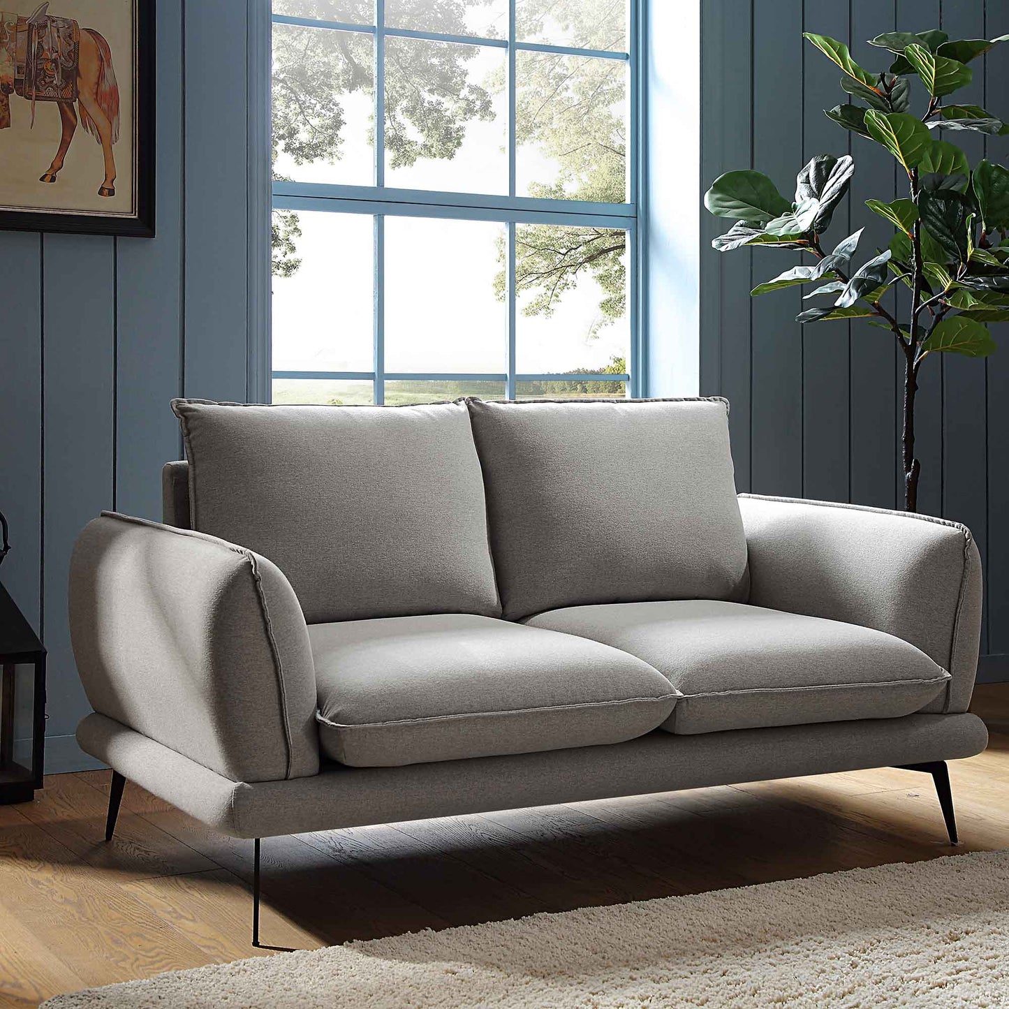 Obriel Grey Marl Fabric Sofa, 2-Seater