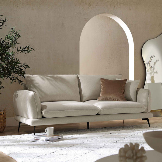 Obriel Oatmeal Fabric Sofa, 3-Seater