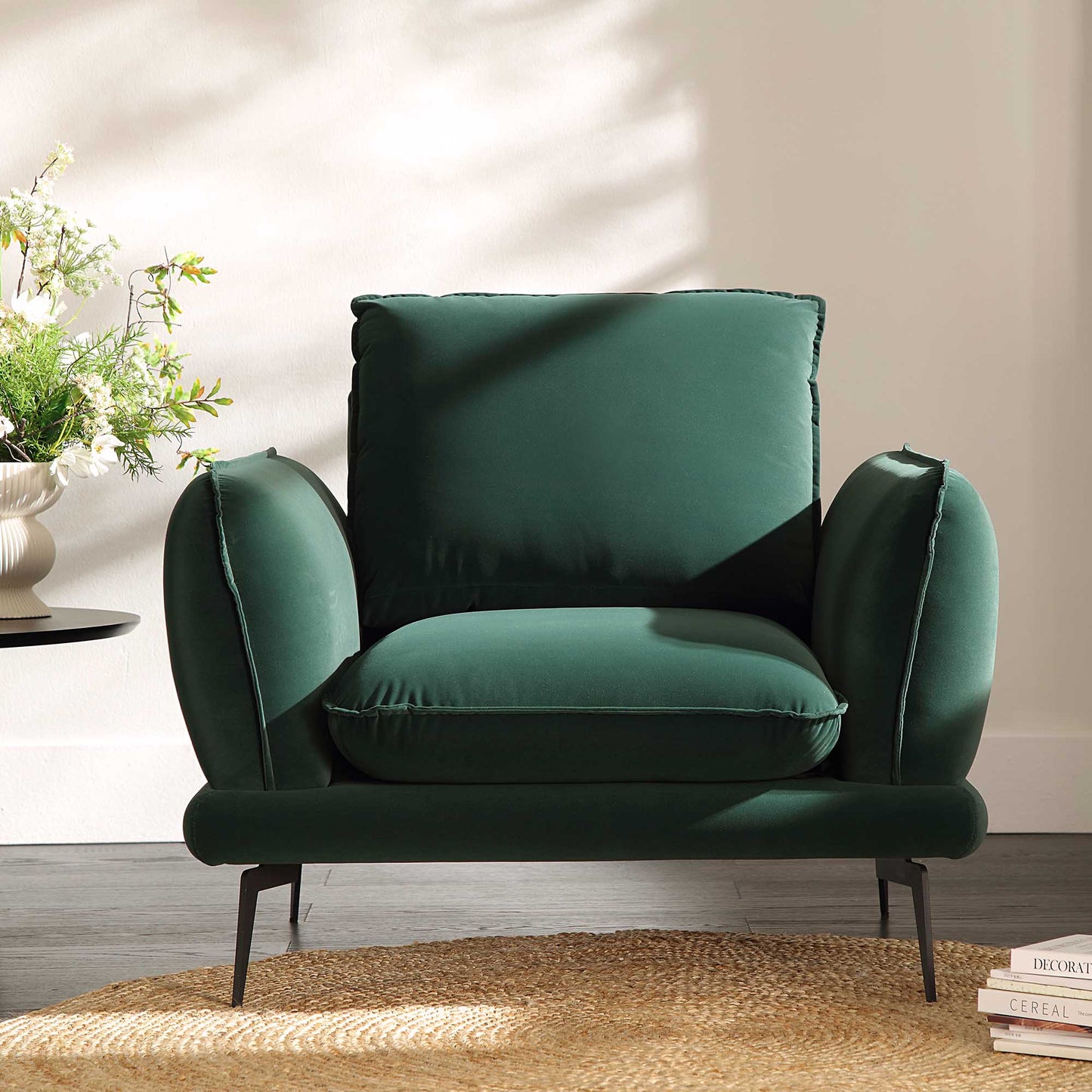 Obriel Forest Green Velvet Armchair