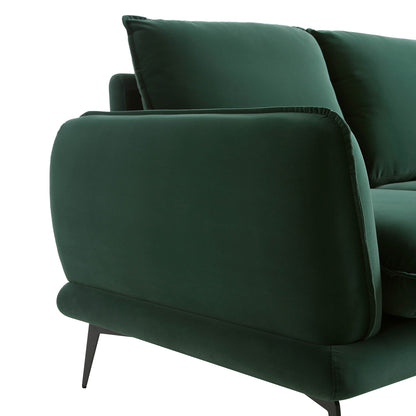 Obriel Forest Green Velvet Sofa, 2-Seater