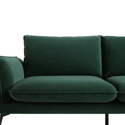 Obriel Forest Green Velvet Sofa, 3-Seater