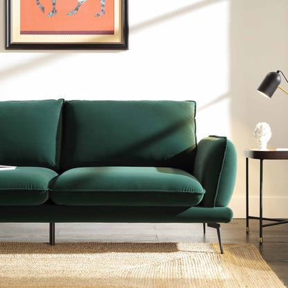 Obriel Forest Green Velvet Sofa, 3-Seater