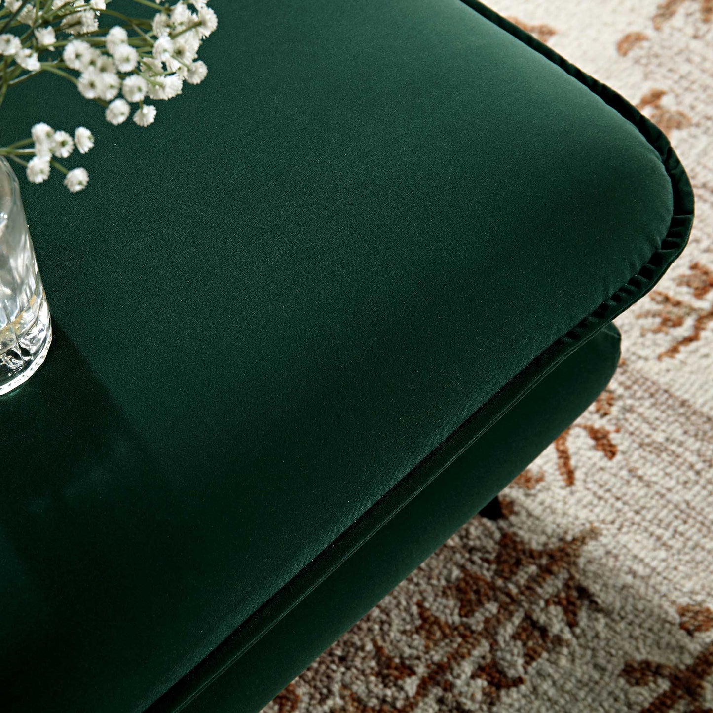 Obriel Forest Green Velvet Footstool