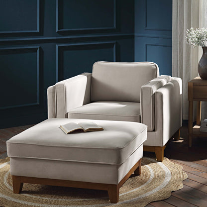 Dipley Champagne Velvet Sofa, 1-Seater