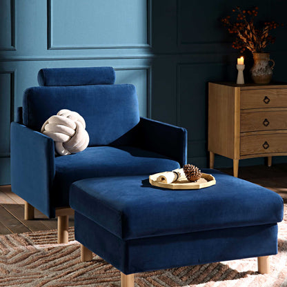 Timber Navy Blue Velvet Armchair