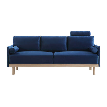 Timber Navy Blue Velvet Sofa, 3-Seater