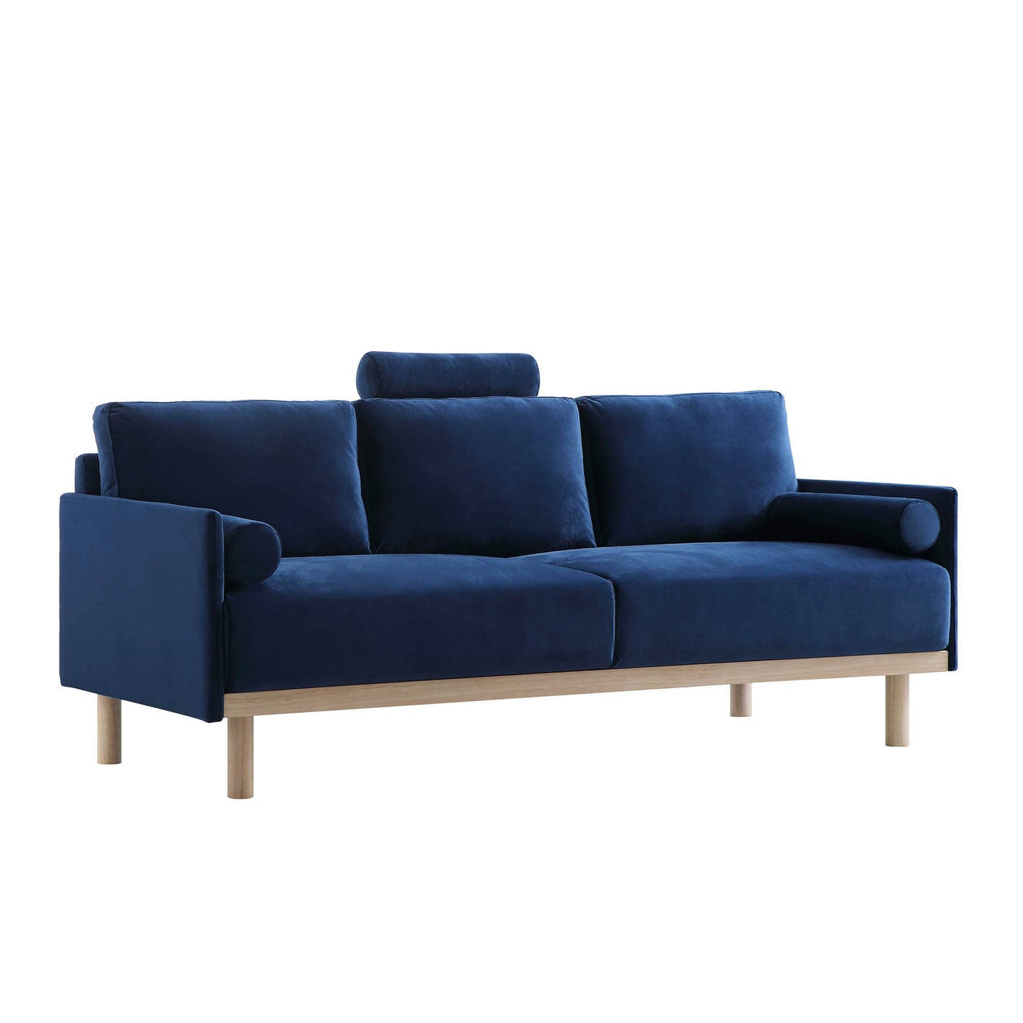 Timber Navy Blue Velvet Sofa, 3-Seater