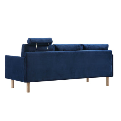 Timber Navy Blue Velvet Sofa, 3-Seater