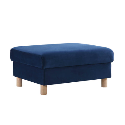Timber Navy Blue Velvet Storage Ottoman