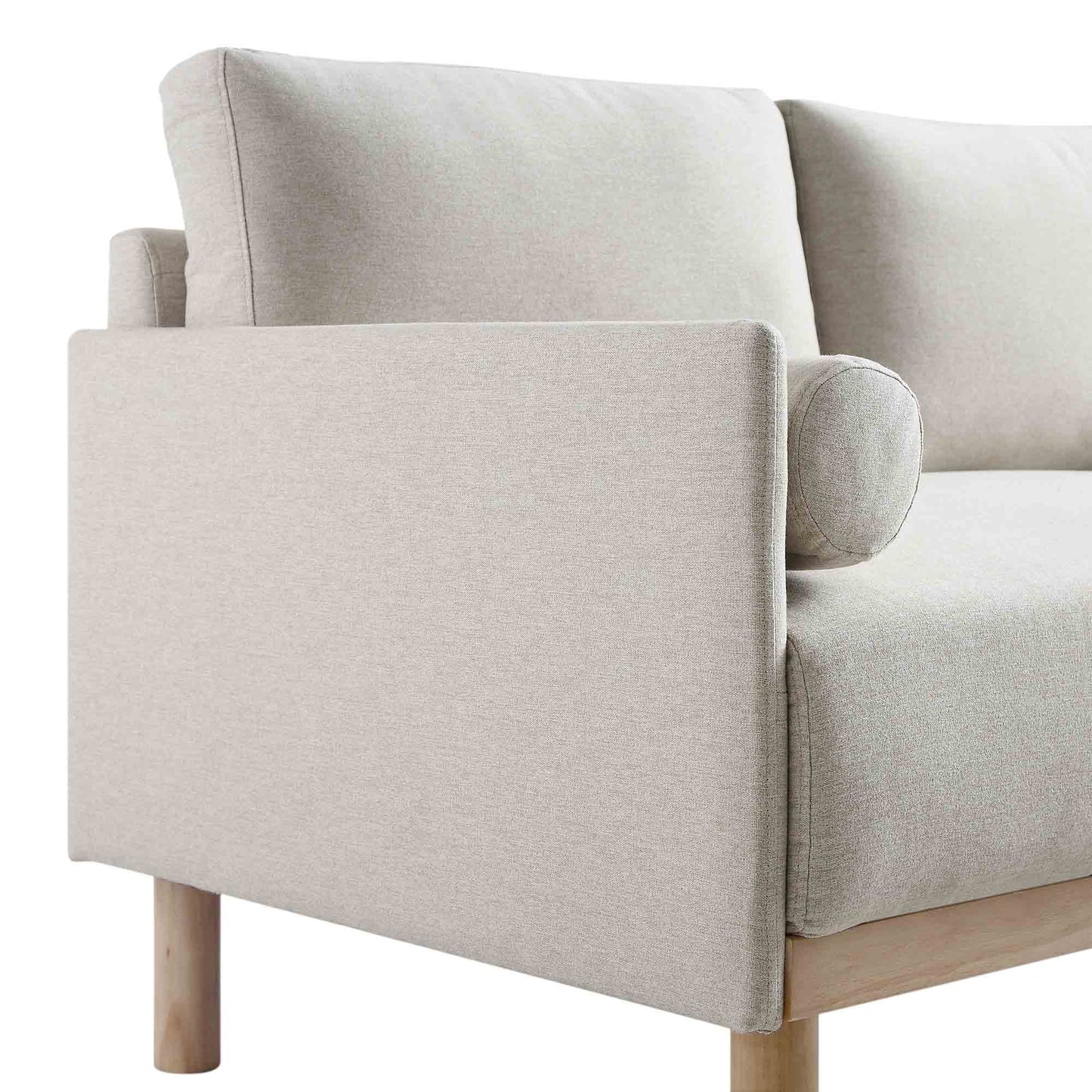 Timber Oatmeal Fabric Sofa, 3-Seater