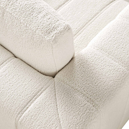 Belsize Beige Boucle Sofa with Wooden Base, 1-Seater