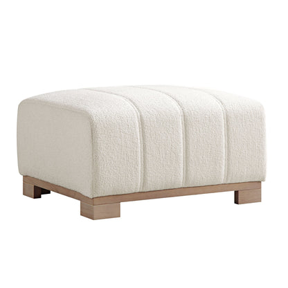 Belsize Beige Boucle Footstool with Wooden Base