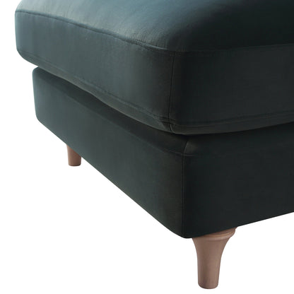 Daphnis Aegean Blue Velvet Sofa, Footstool