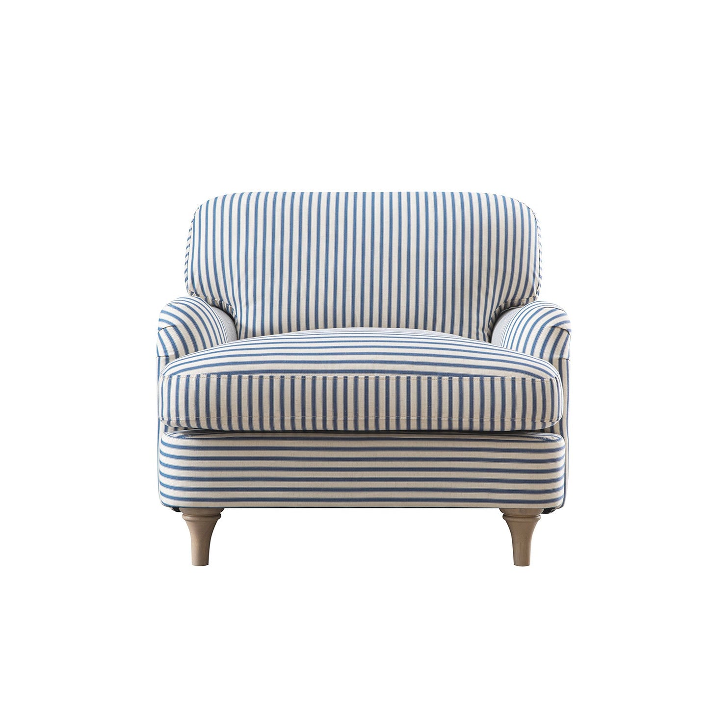 Daphnis Blue Striped Linen Blend Sofa, 1-Seater