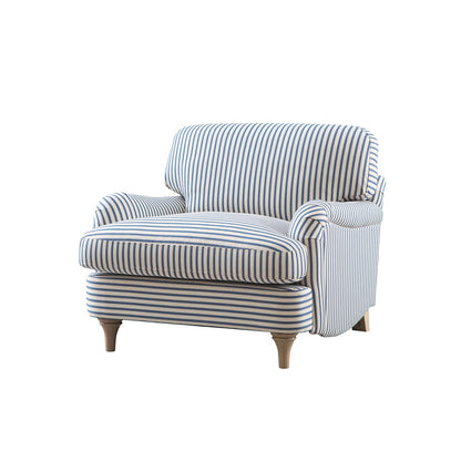 Daphnis Blue Striped Linen Blend Sofa, 1-Seater