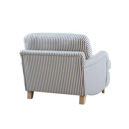 Daphnis Blue Striped Linen Blend Sofa, 1-Seater