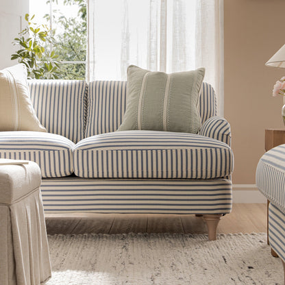 Daphnis Blue Striped Linen Blend Sofa, 2-Seater