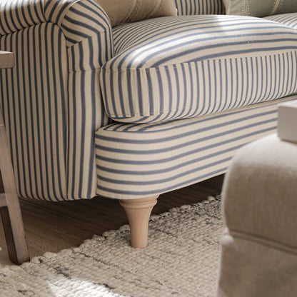 Daphnis Blue Striped Linen Blend Sofa, 2-Seater