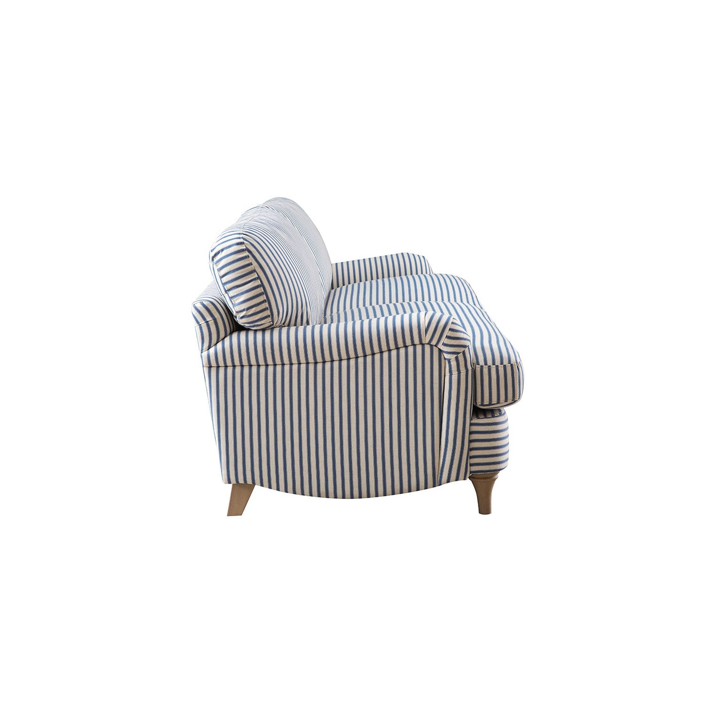 Daphnis Blue Striped Linen Blend Sofa, 3-Seater